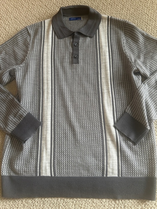Apt. 9 Other - Apt. 9 Men's Gray Polo Sweater with Light Stripe Panels